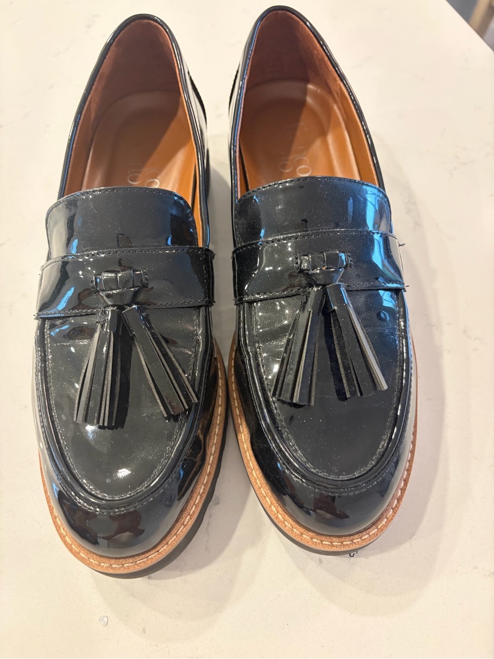Womens Black Patent Tassel Loafers